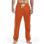 Amy Coulee Mens Cotton Sweatpants Straight Leg Joggers Open Bottom Track Pants with Pockets Yoga Workout Trousers (Rusty, L)