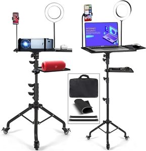 Homodoskey Projector Tripod Stand with Wheels Laptop Tripod Stand Projector Tripod Laptop Stand Floor Stand Live Stream stand Treadmill Stand with 6" LED Ring Light for Online Meeting Recording