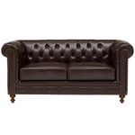 INTERIOR FURNITURE | Hand-Made Leather 2 Seater Modern Chesterfield Button Tufted Sofa for Living Room, Office, Hallway, Bedroom(Brown Leather)