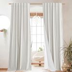 NICETOWN 100% Blackout Linen Curtains for Living Room with Thermal Insulated White Liner, Thermal Insulated Back Tab Ivory Linen Curtains Vertical Drapes 2 Panels for Bedroom, 52W x 84L