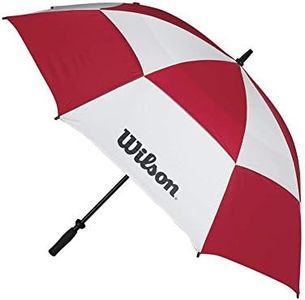 Wilson WGA090200RED Parapluie, Double Pare-Vent Anti-Tempête, Diamètre: 157 cm, Plastique, Tour, Blanc/Rouge