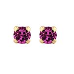 3MM Amethyst February Birthstone 24K Pure Gold Plated Ear Studs For Kids