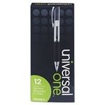 Universal UNV39912 0.7 mm. Medium Comfort Grip Retractable Gel Pen - Black Ink, Clear/Black Barrel (1-Dozen)