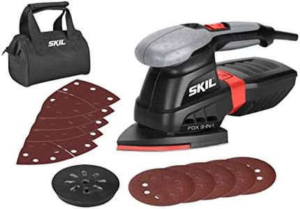 Skil Fox 3-en-1 7220AC Ponceuse Multifunction a Variateur de Vitesse (250W, 100 x 150 mm / 125 mm, Sac à Poussière, 10 Feuilles abrasives, Sac de Transport)