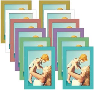 CRUGLA 12 Packs Colorful 4x6 Magnetic Picture Frames for Refrigerator Locker, Colored Peel and Stick Frame Bulk, 4 by 6 Photo Holders for Fridge Dishwasher Whiteboard, 6 Colors