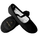 s.lemon Ballet Shoe,Cotton Canvas Split Sole Yoga Gymnastics Ballet Dance Slipper for Kids Women SF Black 41