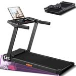 14% Incline Treadmill with Handle, 3-in-1 Portable Treadmills for Home and Office, Foldable Treadmills with 300 Lbs Weight Capacity, 3.0HP Quiet Walking Pad Treadmill, Three Screen