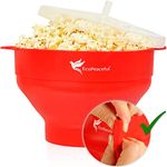 EcoPeaceful Silicone Microwave Popcorn Popper Collapsible Bowl - 100% Pure Silicone - LFGB Food Grade - No Fillers, BPA-free, Vegan, Reusable, Plastic-free, Eco-Friendly