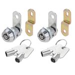 2 Pack Tubular Cam Locks, Dreld 5/8 Inch Cylinder Security Lock with 4 Keys, Straight and Offset Cam, Chrome Finish Storage Locks for Mailbox, Drawer, Cabinets, RV, Machines, ATM (17mm, Keyed Alike)