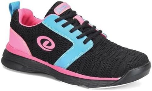 Dexter Womens Raquel LX Bowling Shoes (for right or left handed bowlers- Universal Slide Soles on both shoes) Bowling Shoes - Black/Blue/Pink Glow 10