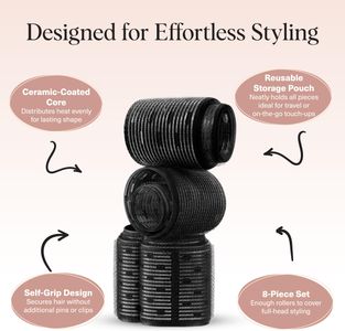 Kitsch Ceramic Hair Rollers, 8-Piece Set – Black