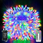 Ollny Christmas Tree Lights, 30m 300 LED Fairy Lights Mains Powered, Outdoor Waterproof String Light with Remote/Plug/Modes/Timer, Bright Colour Lighting Outside Indoor Garden Xmas Decorations