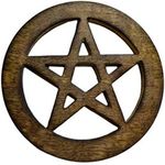 AzureGreen Pentagram Altar Tile 4" (Brown) (Brown) (Black) (Brown)