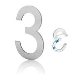 3 Inch House Numbers for Stick On, Brushed Silver Mailbox Number,Stainless Steel Material,Modern House Numbers for Apartments Office (3)