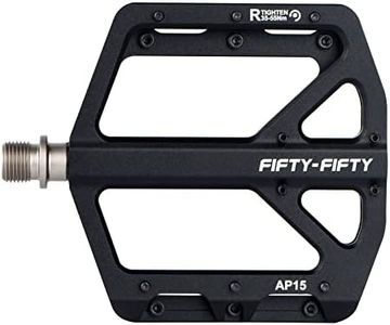 FIFTY-FIFTY Mountain Bike Pedals, Non-Slip and Aluminum Alloy Bicycle Flat Pedals, 9/16" Sealed Bearing, Lightweight and Wide Platform for All Mountain, Enduro, Downhill, E-Bike, MTB (Black)