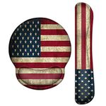 Meffort Inc Mouse Pad Wrist Support & Gaming Keyboard Wrist Pad Combo Set – Durable Ergonomic Anti Slip Non-Slip Round Base Rest Support - USA Flag