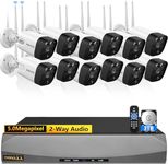OOSSXX 5.5MP & 2-Way Audio Dual Antennas Security Wireless Camera System 3K 5.0MP 1944P Wireless Surveillance Monitor DVR Kits with 3TB Hard Drive,12Pcs Outdoor WiFi Security Cameras PIR Detection