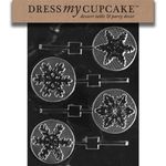 Dress My Cupcake DMCC151 Chocolate Candy Mold, Assorted Snowflakes Lollipop, Christmas