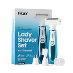 Frizty Adjustable 4 in 1 Face & Body Hair Trimmer for Women | 4 Heads- Bikini & Body Shaver, Face & Eyebrow, Nose and Ear Trimmer | Rechargeable | Full Body Hair Removal Machine for Women