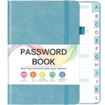 Password Book with Alphabetical Tabs, Password Keeper Book with Color Pages, Password Notebook Organizer for Website Logins, Gifts for Home and Work, 5.3" X 7.7", Blue