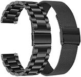 TRUMiRR Band Sets for Fossil Men's Gen 5 Carlyle/Garrett/Gen 6 44mm / Gen 5E 44mm Smart Watch, 22mm Solid Stainless Steel Metal + Mesh Loop Strap Watchband for Fossil Men's Gen 4 Explorist HR