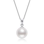 DENGGUANG 18K Gold Freshwater Cultured White Pearl Necklace, 8-10mm Single Pearl Pendant with 18" Sterling Silver Chain, Mothers Day Anniversary Birthday Wedding Jewelry Gifts for Women, Sterling