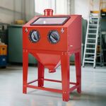 90 Gallon Sandblasting Cabinet, 40-90PSI Sand Blast Cabinet with Dust Collector, LED Lights, Blasting Gun & 4 Ceramic Nozzles, Floor Stand Blast Cabinet for Paint, Rust Removal