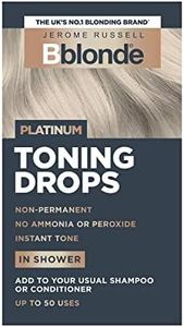 Jerome Russell Bblonde Platinum Toning Drops - Non-Permanent Platinum Hair Toner, Refresh & Maintain Blonde Hair Dye, Add Drops in Shower with Shampoo or Conditioner, 50 Uses