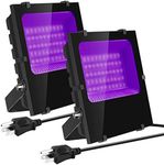 Waygor 300W LED Black Lights Outdoor, High Power Large Black Light Flood Lights Waterproof Blacklight Flood Light 395nm Black Light Spotlight with Plug for Glow Party Large Space, Halloween (2 Pack)