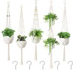 5 Pack Macrame Plant Hangers, Handmade Hanging Planter with Beaded & Tassel for Indoor Outdoor Plant Pots, Durable Cotton Rope Plant Hanger for Home, Garden, Balcony Decor