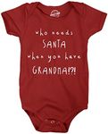 Who Needs Santa When You Have A Grandma Funny Christmas Romper Cute Baby Clothes Funny Baby Onesies Christmas Onesie for Baby Funny Grandma Onesie Novelty Red 6 Months