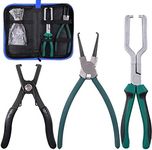 Glarks 3Pcs Fuel Line Pliers Set, 9 Inch Fuel Filter Caliper Hose Pipe Clamp Clip and 80 Degree Disconnect Pliers Set for Auto Maintenance