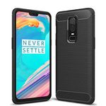 CEDO OnePlus 6 Rugged Cover | Armor TPU Military Grade Shockproof | Slim-Fit Anti-Slip Back Cover Case (Black)