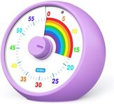 Visual Timer for Kids, 60-Minute Countdown Timer for Classroom Office Kitchen, Desk Timer Kids Time Management Tools with Silent Operation, Pomodoro Timer Rainbow Pattern Blue (Purple)