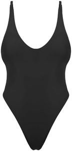 Ocean Blues Women's Sexy Thong One Piece Swimsuit High Cut Adjustable One Piece Bathing Suits, A-black, Medium