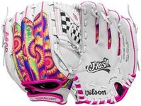 Wilson 2024 A440™ Flash™ 11.5” Youth Infield Fastpitch Softball Glove - Right Hand Throw, White/Pink/Tie Dye