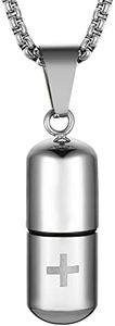 STWTR Stainless Steel Cylindrical Souvenir Capsule Pill Pendant Necklace, Cremated Ashes Pill Container Necklace, Stainless Steel, not known