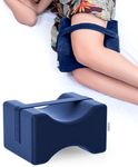 FOVERA Knee Pillow for Side Sleepers, Knock Knee Corrector for Sleeping, Memory Foam Leg Pillow Wedge Cushion for Side Sleeper, Sciatica, Pregnancy, Hip & Back Pain Relief - Washable Cover (Navy Blue)