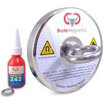 Brute Magnetics 1200 lb Pull Force Huge Rare Earth Neodymium Fishing Magnet | 4.72" Single Sided Powerful Magnet, Eyebolt + Threadlocker | Strong Magnets for Fishing in Lakes or Rivers