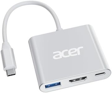 Acer USB C to HDMI Adapter [3-in-1] Multiport Adapter Type-C to USB A 3.0, 4K HDMI, 100W PD, USB C Hub Compatible for Laptop, Tablets, MacBook Pro/Air, iPad, TV, Monitor