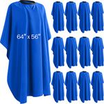 12Pcs Barber Cape 64 x 56'' Large Waterproof Hair Cutting Salon Cape Adjustable Snaps for Hair Dye Salon Stylist Supplies, Blue, Blue
