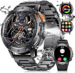 LIGE Military Smart Watch with Bluetooth Call,1.43" HD AMOLED Fitness Tracker with IP68 Waterproof 100+Sports Modes for Android iOS, 530mAh Smartwatch for Men with Heart Rate Sleep Monitor,Black