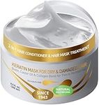 Vitamins Hair Mask Conditioner Keratin Treatment - Biotin Castor and Coconut Oil Deep Conditioning for Thin Fine Hair - Anti Frizz Moisturiser for Curly Straight Dry Damaged and Frizzy Hair