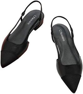 C.Paravano Women's Pointed Toe Slingback Flats | Comfort Heeled Sandals | Slip-On Flats | Perfect for Casual, Business, Party, Date (Size 5.5,Black Flat)