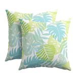 Teal Green Tropical Leaves Pillow Covers 18x18 Inch Set of 2 Watercolor Palm Leaf Summer Outdoor Throw Pillow Covers Botanical Plants Pillow Cases Cotton Linen Cushion Covers for Couch Home Decor