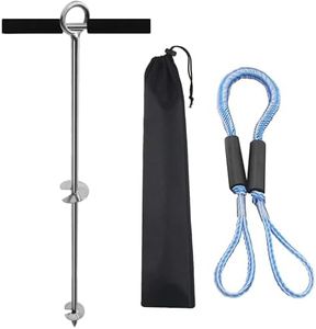 YANYUCB Boat Sand Anchor,316 Stainless Steel Sand Anchor with Removable Handle, Bungee Line,Carry Bag for Jet Ski,PWC,Floats,Pontoon (36 inch Double Spiral)