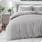 Bare Home Duvet Cover Queen Size - Premium 1800 Super Soft Duvet Covers Collection - Lightweight, Cooling Duvet Cover - Soft Textured Bedding Duvet Cover (Queen, Light Grey)