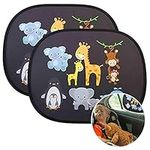 URAQT Car Sun Shade for Baby Kids, 2 Pack Children's Car Window Shades Shield Visor, Car Side Window SunShade with Storage Bag, UV Sun Protection, 44x36CM Fits Most Vehicles