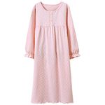 Allmeingeld Teen Girls' Princess Nighties Heart Print Nightgowns Christmas Nightshirt , Pink Pink Heart Long Sleeve, 11-12 Years