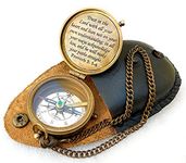 Proverbs 3: 5-6 Engraved Compass Trust In The Lord Inscription Compasses Graduation Gift, Confirmation Gift, Baptism Religious Missionary Gift, Communion Survival Brass Compass With Leather Case.